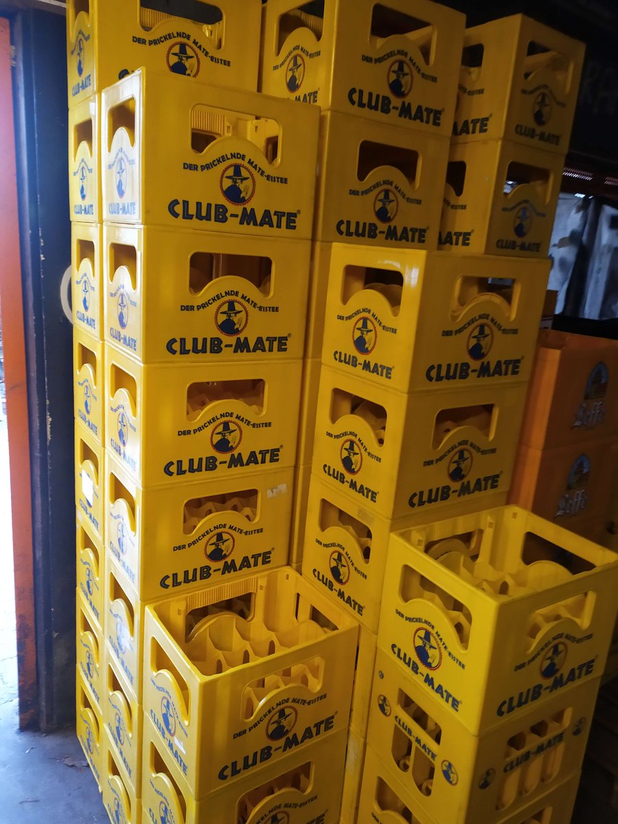 FosdemBar's tweet photo. Almost all the #clubmate is gone! 😱
We see you that many of you a souvenir from #fosdem2023, and that sparks joy! 
Hurry before it's all gone, there's still a few left (original, pomegranate, cola) in our @fosdem bars! https://t.co/49vLj1cclS