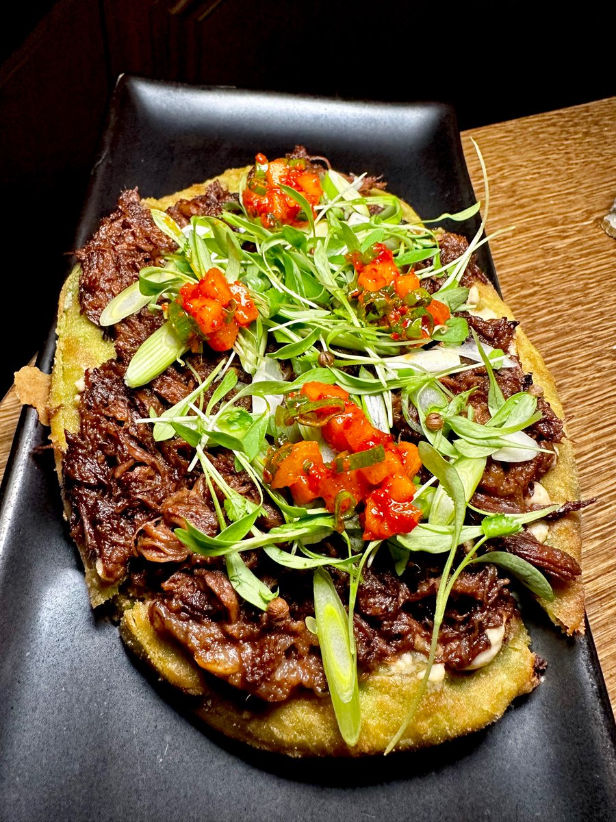 DuckX2Dragon's tweet photo. Loved the Short Rib and Scallion Pancake with asian pear, ginger at Buddakan NYC https://t.co/cKTQsNv9h7