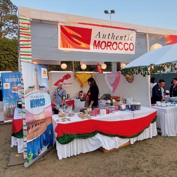 EmbassyMorocco's tweet photo. The Embassy of Morocco in Delhi was pleased to be part of the #DCWA & the Diplomatic Community’s #70th_Anniversary_Bazaar program, organized at New Delhi’s #Sunder_Nursery, Nizamuddin, on 4th February 2023. https://t.co/mIfkiMnQNp