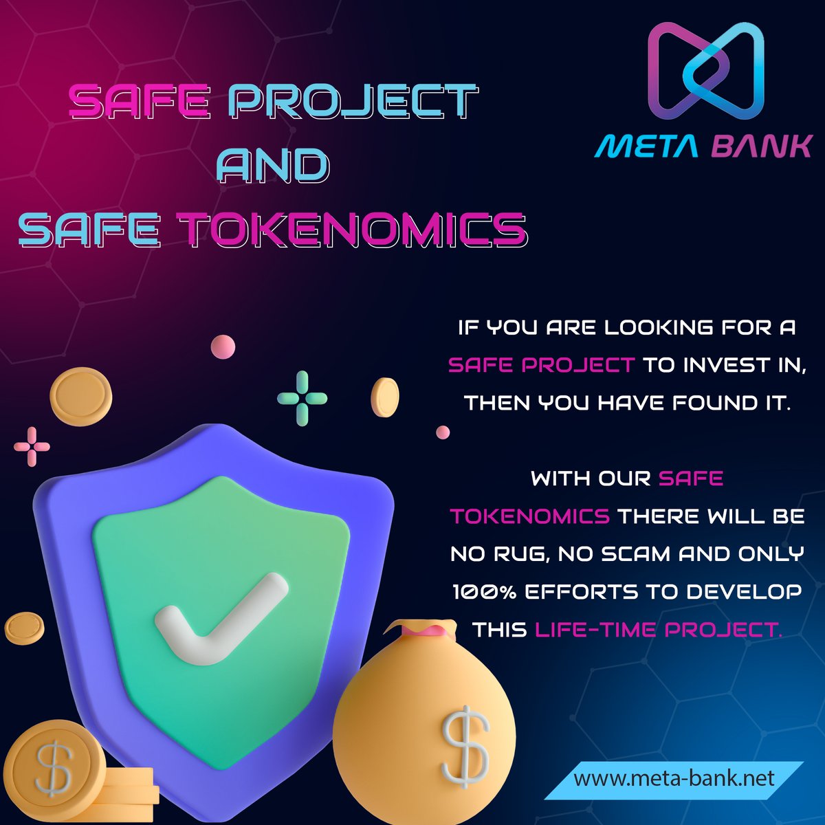 MetaBank provides you a 100% safe project and audited contract with a huge 7% Usdt reward to all holders.

Don't miss out this opportunity.

pinksale.finance/launchpad/0xb9…

<a href="/MetaBankTraders/">Meta Bank</a>