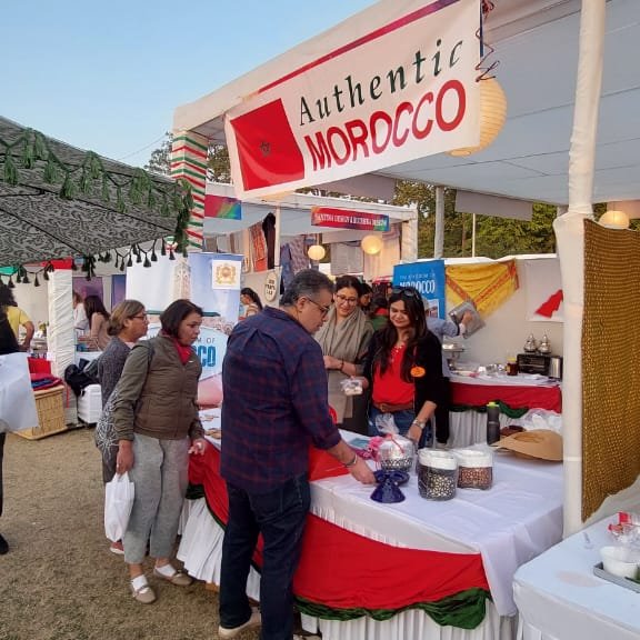 EmbassyMorocco's tweet photo. The Embassy of Morocco in Delhi was pleased to be part of the #DCWA & the Diplomatic Community’s #70th_Anniversary_Bazaar program, organized at New Delhi’s #Sunder_Nursery, Nizamuddin, on 4th February 2023. https://t.co/mIfkiMnQNp