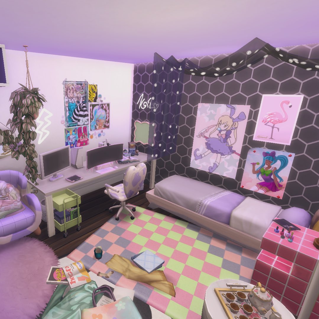 heatherxbee's tweet photo. havenโt opened the sims in forever but here is my teen bedroom for #honeymaystreamshell :) thank you @honeymaysims for the shell challenge ๐ https://t.co/4mHw2GGGoS