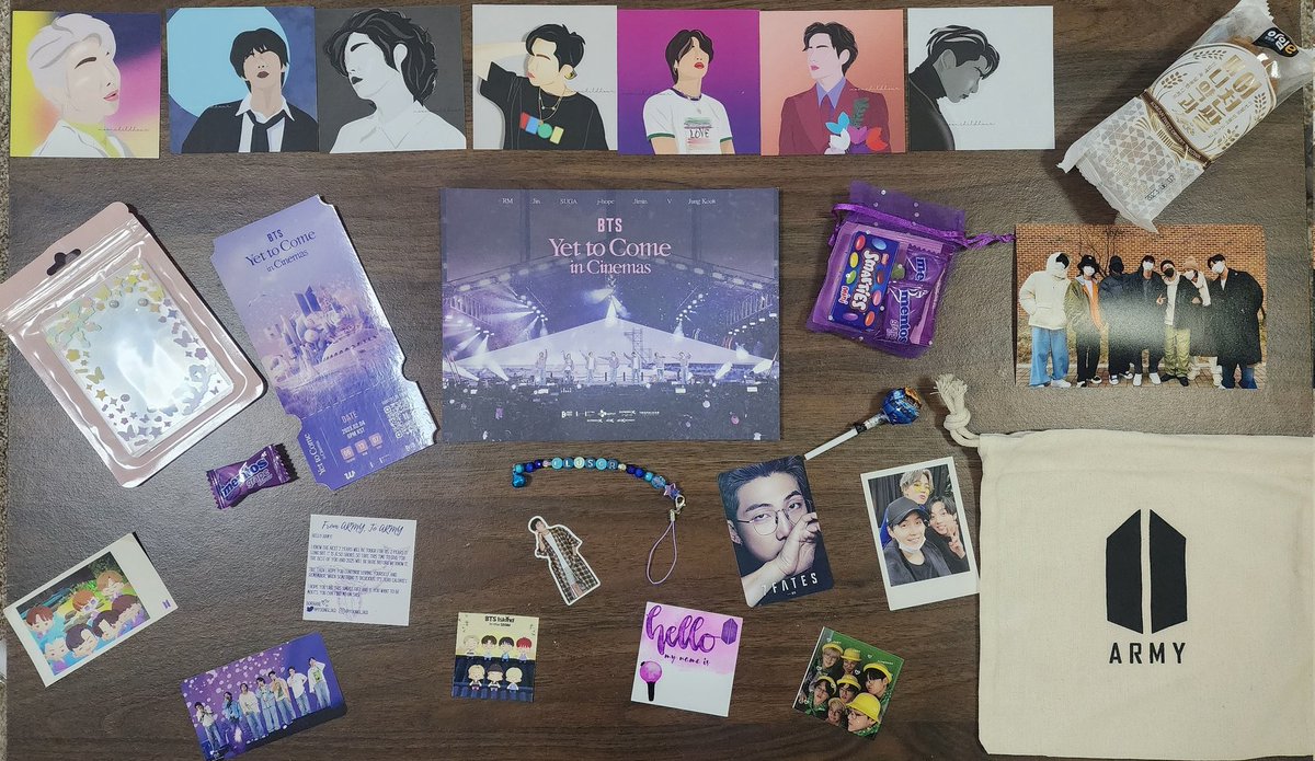 Thank you to all who gave all these goodies at the screening at Jewel on Saturday!! Most of these are handmade, handpacked, and handcrafted with love. I will cherish them for sure 🥹 Borahae 💜 #YTCinCinemas