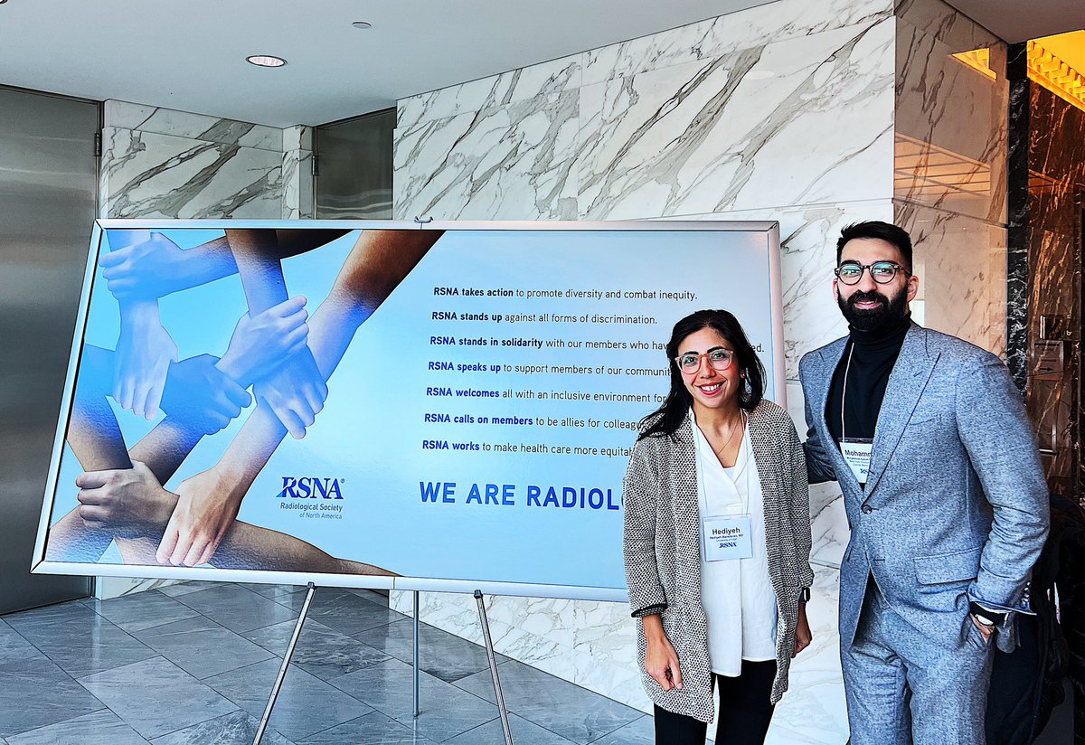 ☢️ Cornell past and present at <a href="/RSNA/">RSNA</a> Comparative Effective Research Training program! Our wonderful Dr Hediyeh Baradaran former chief resident/ neuroradiology fellow &amp; awesome Dr. Kasim Fassia PGY-3 IR/DR resident! #radres #radiology #rsna #research #irad #ir #interventionalrad