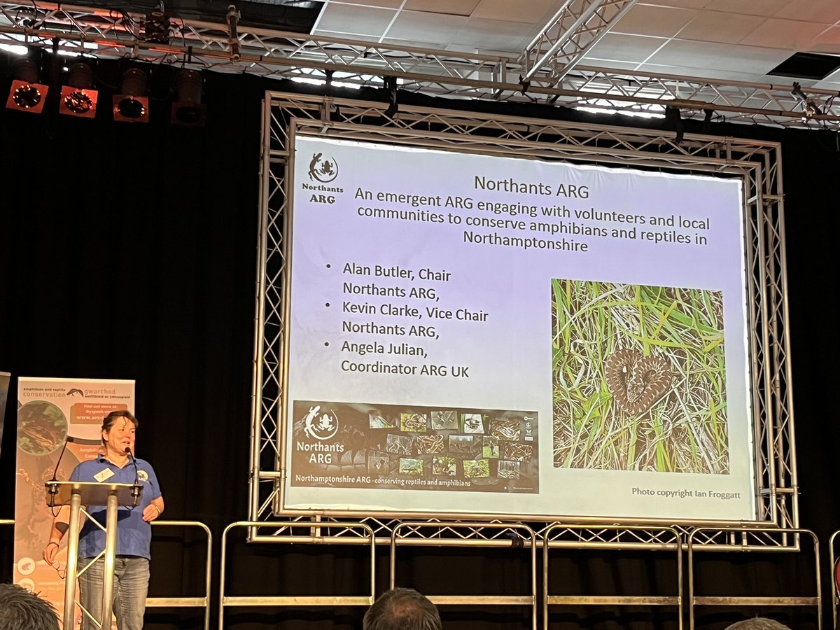 stevoallain's tweet photo. Angie Julian from @ARGroupsUK starts the final session of #HWM2023 with a talk on reptile conservation in Northamptonshire. @ARC_Bytes https://t.co/V2JdjTDXOM