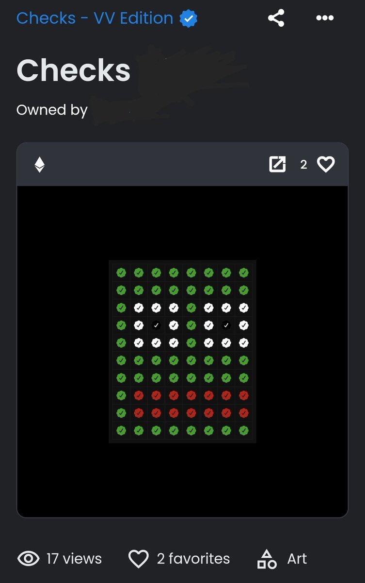 CryptoKingMaz's tweet photo. Immersive experience? Check✅️
Community decisions? Check ✅️
Evolving artwork? Check ✅️
@jackbutcher knows the way. Don't sleep on Checks

#nft #ETH https://t.co/MDgULGVs68