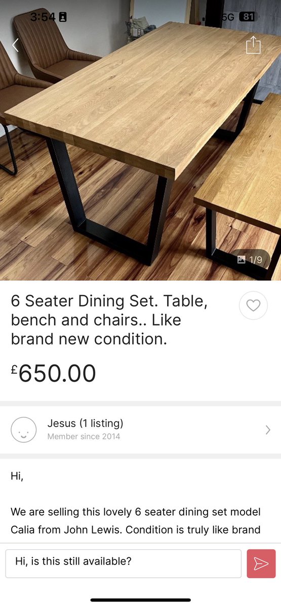 Jesus is still alive and selling his table ffs.  😂😂😂😂😂