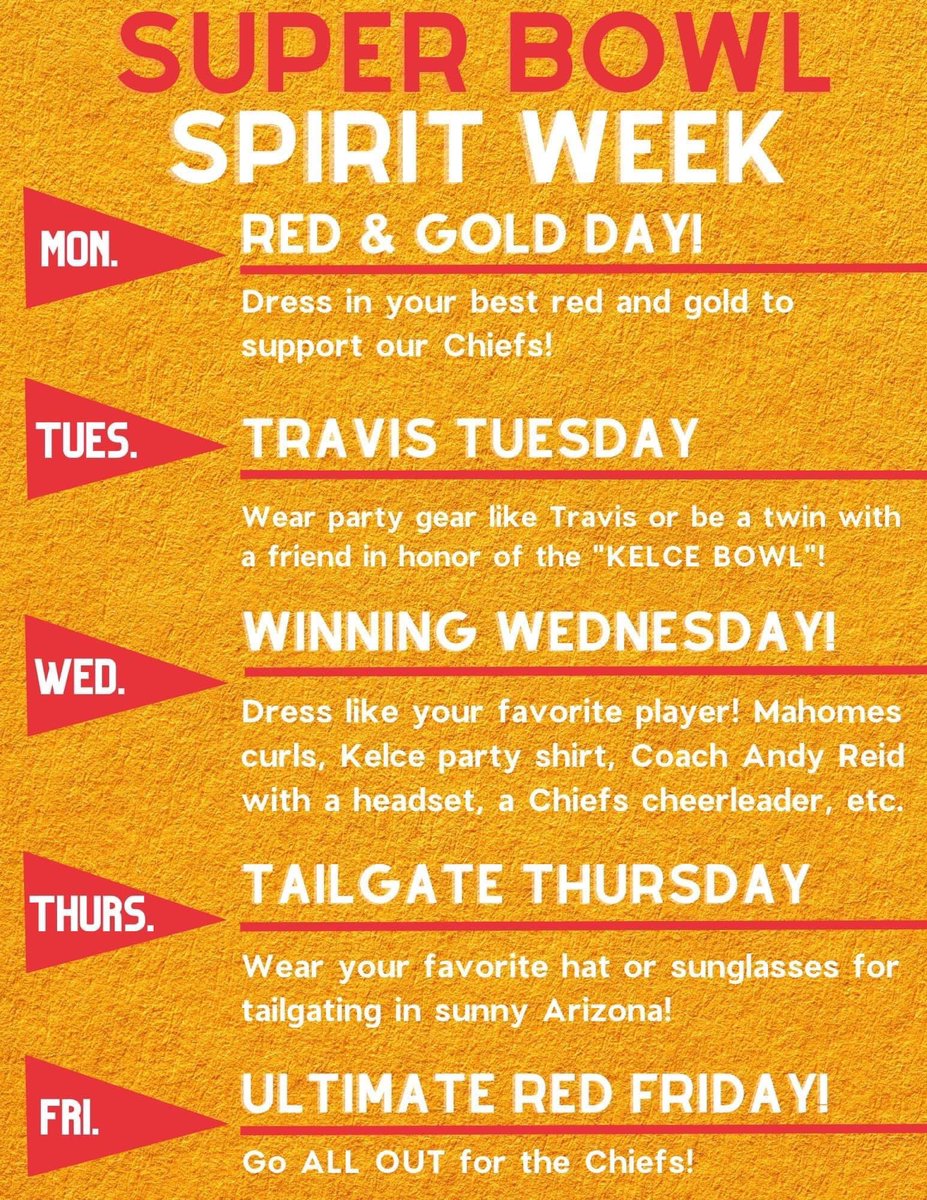 Super Bowl Spirit Week at DHS!
Everyone is invited to participate.
