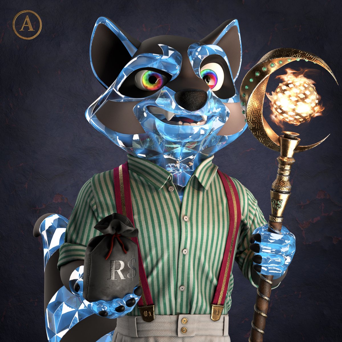 This <a href="/RaccoonSyndicat/">Raccoon Syndicate</a> soldier #9032 with his hardened Diamond skin &amp; Gandalf staff will be standing with me in battle , with enough cash to purchase all the weapons and staff needed to win this epic battle. One stomp of his staff will level the battlefield
#RaccoonSyndicateLaunch