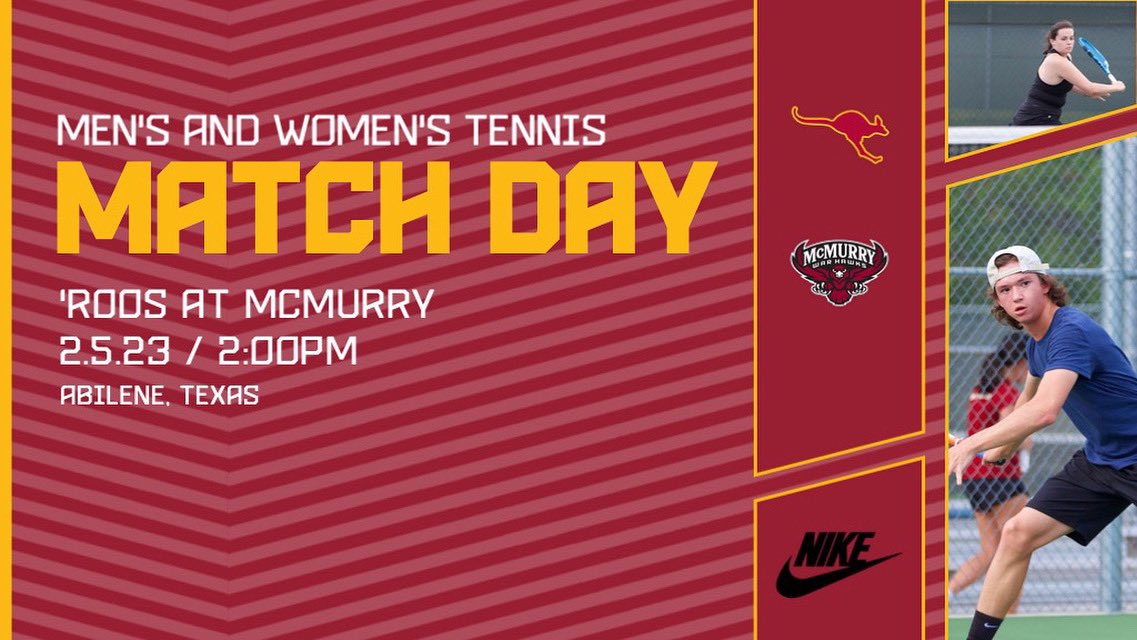 AC_Tennis_'s tweet photo. ‘Roos are on the road!🎾
🆚McMurry
⏰2:00pm
📍McMurry University
#BeFeirce #RooNation
🦘 https://t.co/9tVZVe7thA