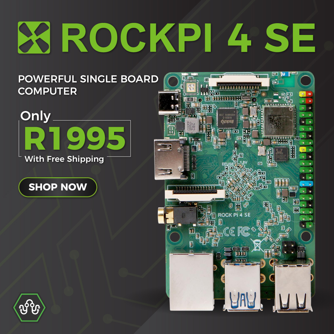 Struggling to get your hands on a board for your Pi project? We just got in the brand new Rock Pi⚡️ The Rock 4 SE 4GB RAM board is the first addition to our new Rock Pi category collection.

Get yours now:  diyelectronics.co.za/store/rock-pi/…
