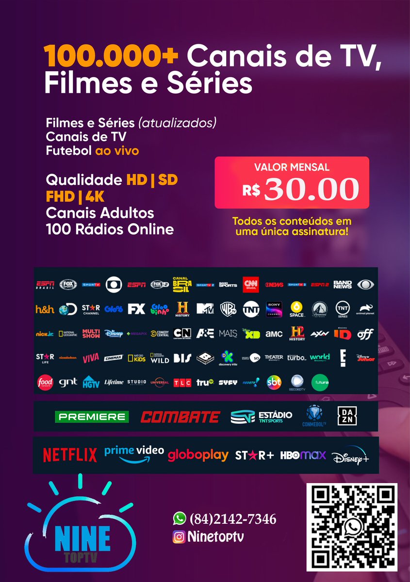 Ninetoptv's tweet photo. chama:
https://t.co/pd8QgDTb9y

#series #filmes #preçobaixo #qualidade #entretenimento #bbb #futebol #flamengo #mundialdeclubes
#brasil #portugal #brasileirosnagringa
#felicidade #gratidao #Deus https://t.co/36BwE2u8Vt