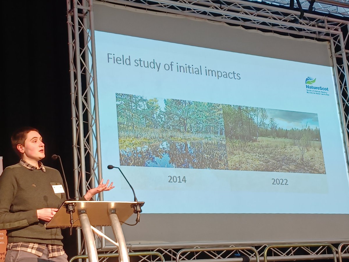 Fairlie Kirkpatrick-Baird sharing important work on how increased drought in Scotland affects ponds and their permanence to the end of summers, likely affecting newt recruitment. We need to think about mitigation of ponds, #climatebreakdown is here! #HWM2023