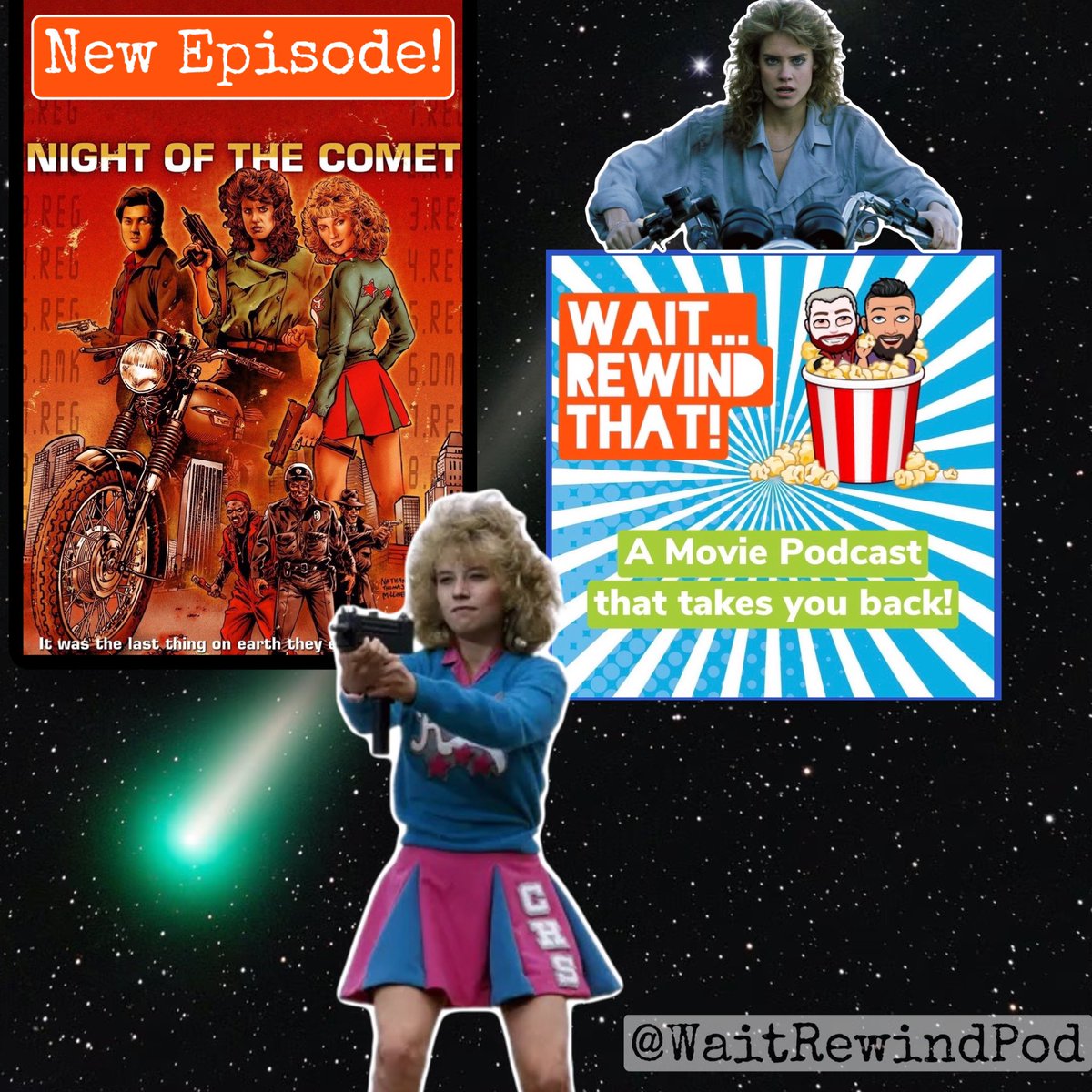 WaitRewindPod's tweet photo. New Episode is LIVE! 🎞️🎙️ The Night of the Comet!! ☄️ Rewind with us!! ✌🏽💚🍿 #Podcast #80s #Movies #Podcast  #GayPodcasters #Denver #Retro #Rewind https://t.co/JMhVdTnTJf