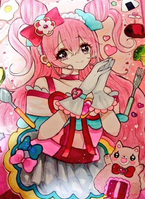 「huge bow pink hair」 illustration images(Latest)
