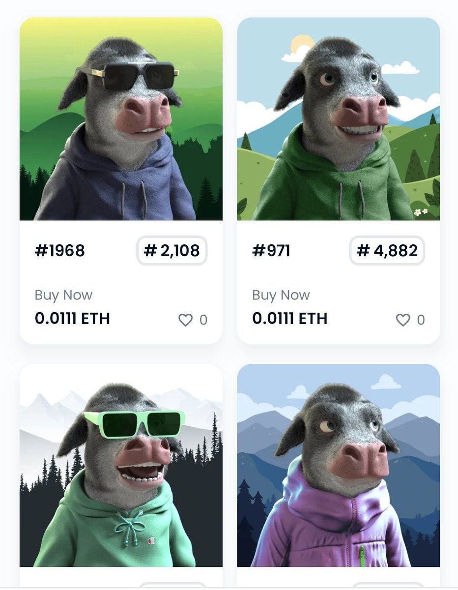 🚀 We have maintained quite a great floor. 

🏆 Holders of Cash Cow NFT are winners. 
✅Holders get $ETH rewards every Friday.

🗣️ Highly undervalued NFT collection, read more about us at cash-cow.net

Opensea: opensea.io/collection/cas…

#NFT #NFTGiveaway #NFTartists