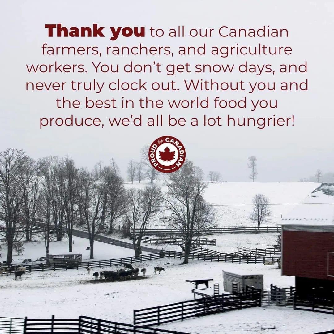Thank you #CanadianFarmers #CanadianRanchers #AgriculturalWorkers 
A friend sent this to me … #CanadianProud