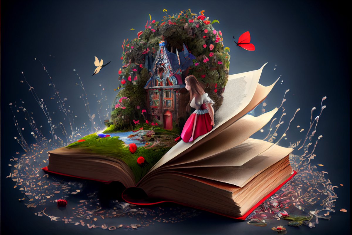 LukeAiWalker's tweet photo. I've been experimenting with a Living Book angle, trying to make the story lift off the page and to life.

#AIart #stories #books https://t.co/U7uI89C9Hw