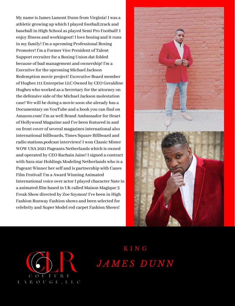 b5f852bfbb48426's tweet photo. I am honored to be published and featured in January 2023 Edition #12 #CoutureLARougeMagazine #pageantking #internationalmodel #heartofhollywoodbrandambassador #pageant #media #classicmisterwowusa2021winner https://t.co/wVjO52sxPM https://t.co/zgP5XUEwkw