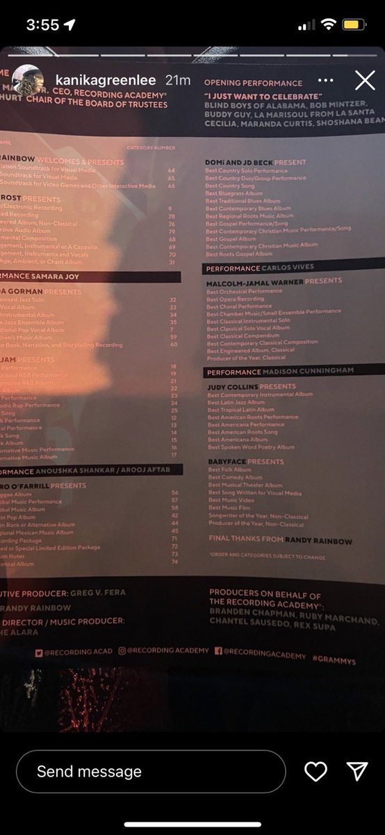 The #GRAMMYs Premiere Show schedule with full categories.. #GRAMMYPremiere