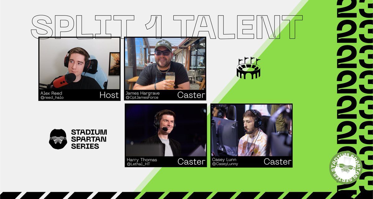 STADIUM Spartan Series is back tomorrow! 

⏰ 6:00PM GMT
🖥 twitch.tv/projectstadium
🎮 Halo Infinite
🗺 Europe

Welcome our amazing talent team for split 1 of the 2023 season
🎙<a href="/reed_halo/">Reed</a> 
🎙<a href="/CptJamesForce/">CptJamesForce</a> 
🎙<a href="/Lethal_HT/">Lethal</a> 
🎙<a href="/CaseyLunny/">Lunny</a> 

It all starts tomorrow #EnterTheStadium 🏟