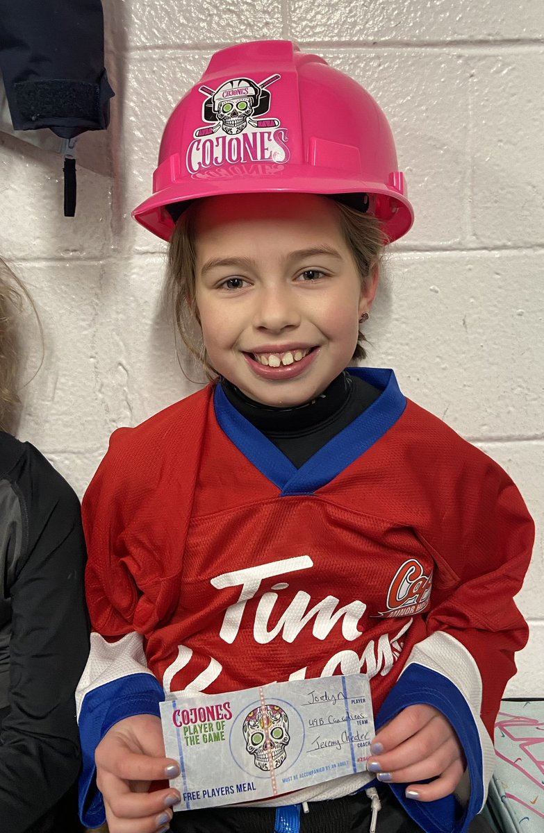 Congrats to Jordyn of the U9B Canadiens on being the <a href="/CojonesTacos/">Cojones Tacos & Tequila</a> bravest player of the game. <a href="/SJMHA/">St. John's Caps</a>