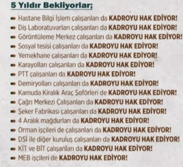 KabinedeTaşerona KadroŞart ✏️

Devlet Ayrım Yapmaz.. ✏️ Ayrımsız Kadro !