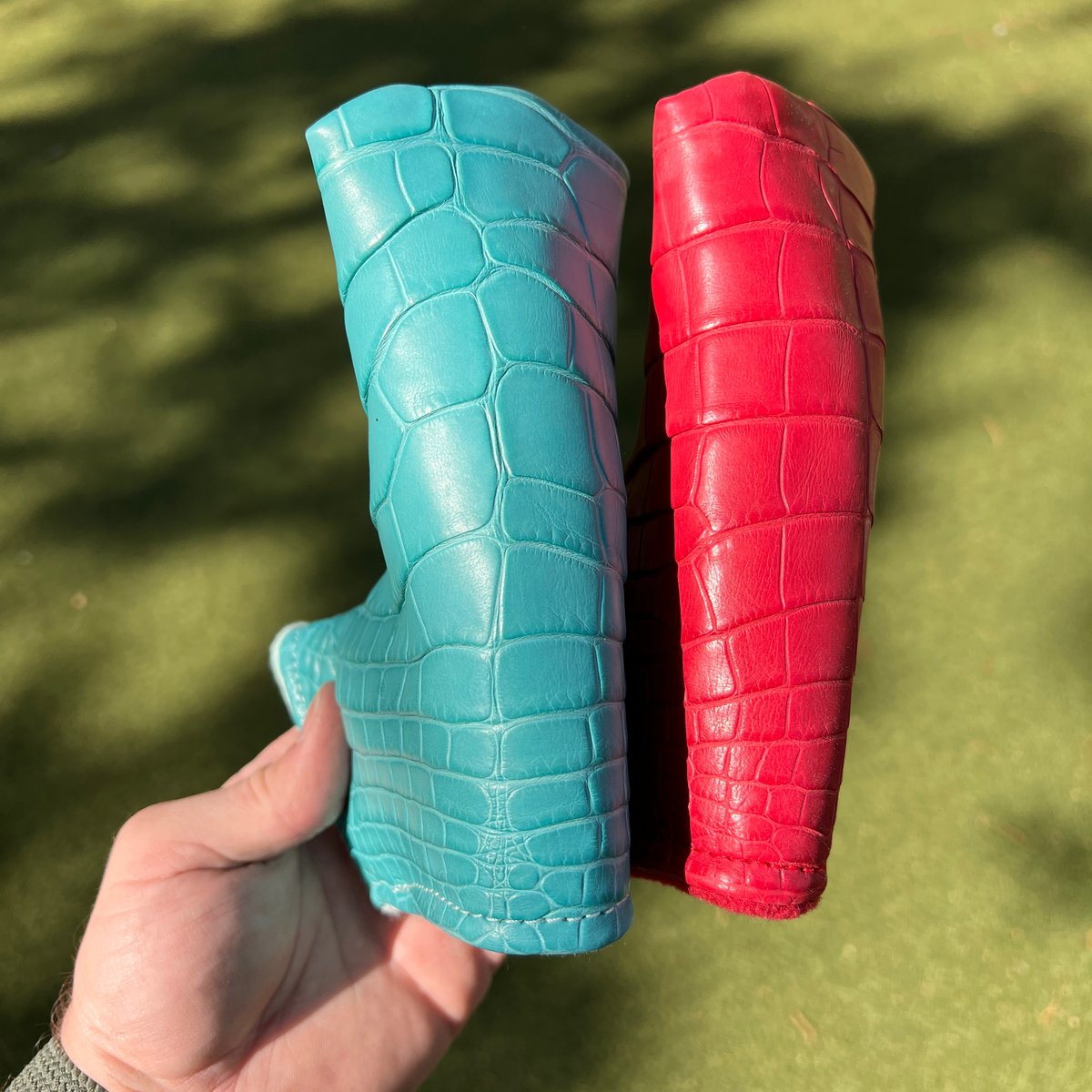 bestgrips's tweet photo. Two Genuine Alligator Putter Covers. #ExoticGolf #PutterCover #Alligator #Golf https://t.co/5x3EOcxHRz