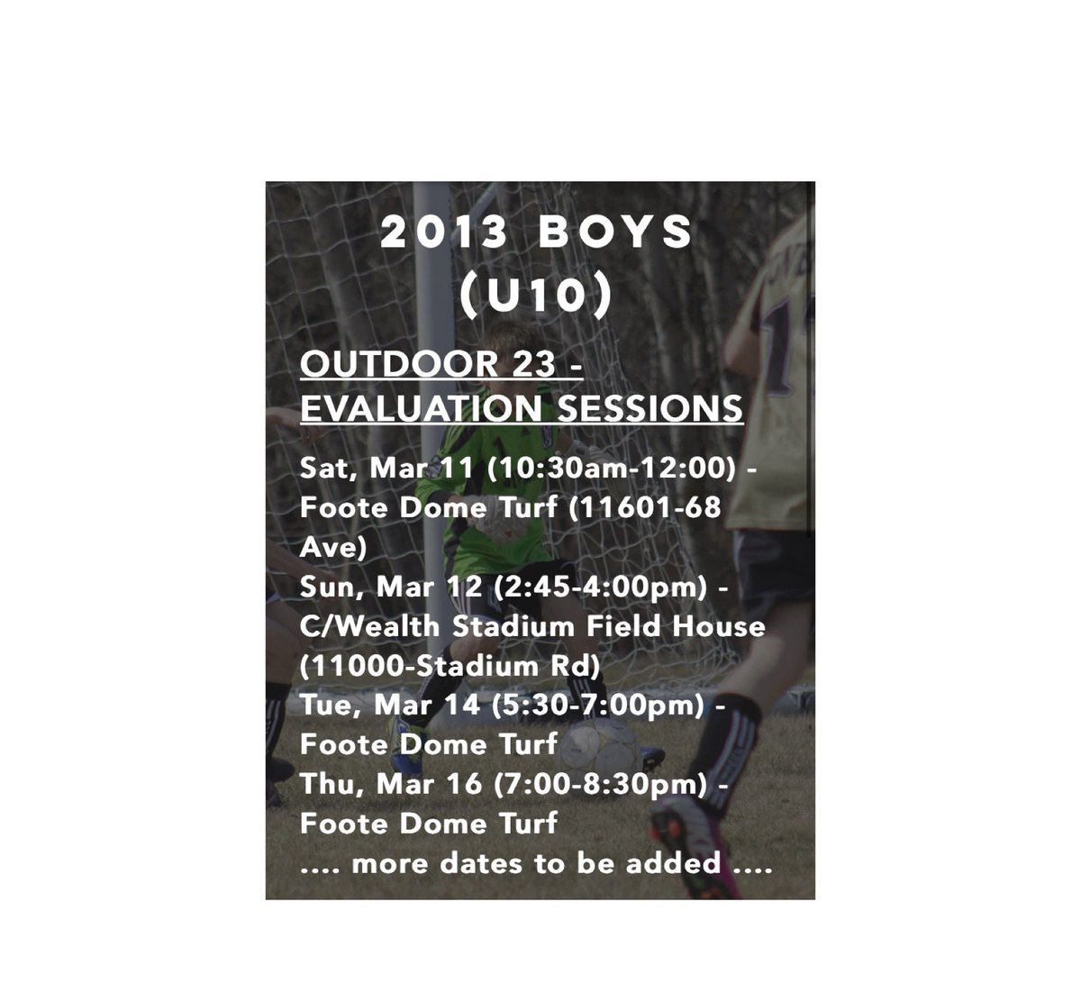 Evaluations and Open Sessions dates have confirmed! 
Register for outdoor season with the link in bio and join us at our dates 👇🏻
#bepartofthefamily 🤍🖤