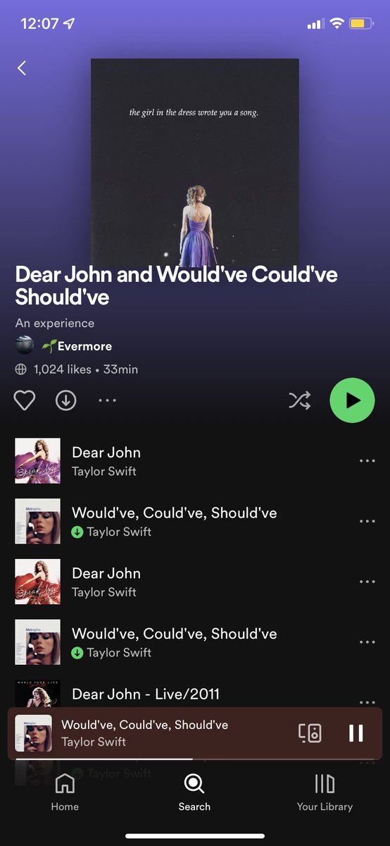 Annavplank's tweet photo. @ErasTourResell a recent favorite of mine was streaming would’ve could’ve should’ve and dear john non stop in honor of john mayer’s song release. i LOVE to see swifties coming together with a common goal <3 https://t.co/IGRONHuN5y