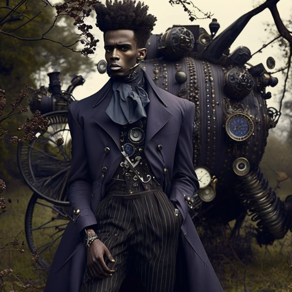 PowerofBlaque's tweet photo. Journey through time with Donovan, a daring time traveler who brings a touch of 70's mystique and steampunk flair to the future. Grab it today for only 0.11 ETH!  #BlackHistoryMonth  #NFT #NFTs  #Ai  #AiArtwork  #PowerofBlaque https://t.co/axkMaWeH1I https://t.co/cmF9QYsA7X