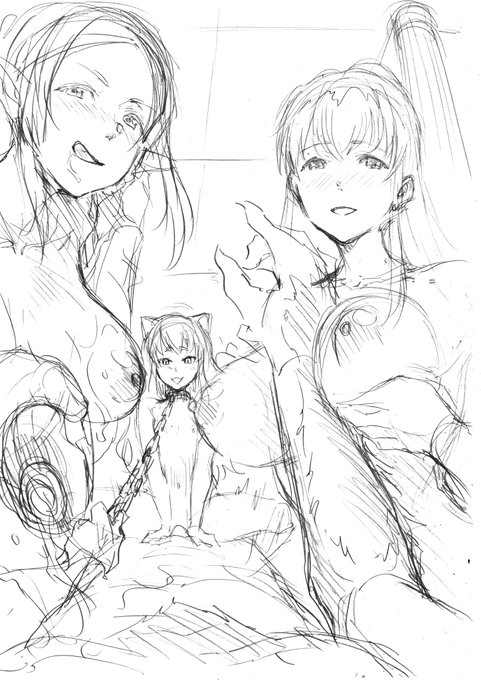 電子書籍版、異世界風俗エステの表紙イラストアイデアラフ。 