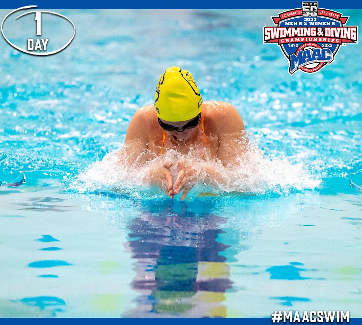 MetroConfSports's tweet photo. 1️⃣ Day until the 2023 MAAC Swimming & Diving Championships! 🚨
🗓: February 8-11, 2023
🏆: https://t.co/XLfPoCp4rV
🎟: https://t.co/dsFHH5b3ST
#MAACSports #MAACSwim https://t.co/Z2wFuPTNqa