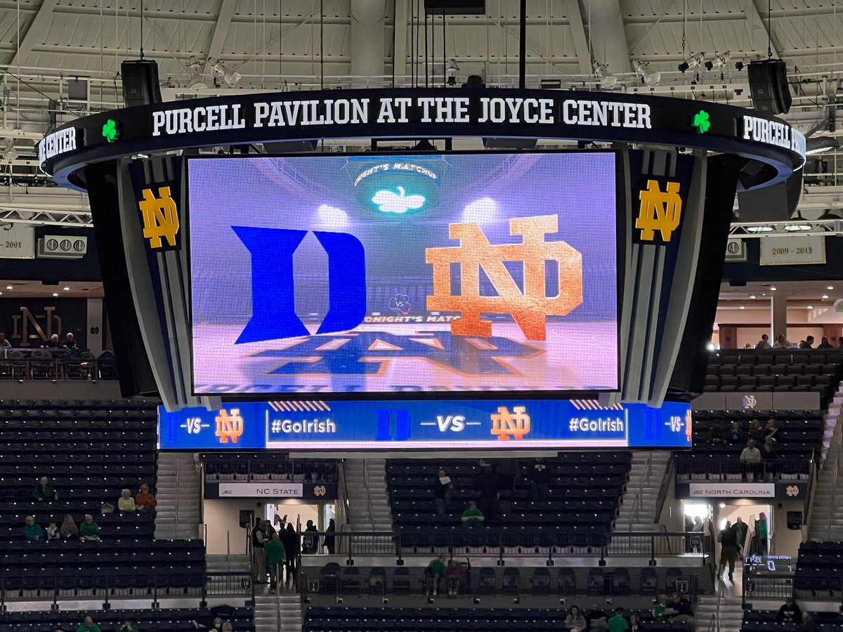 TNNDN's tweet photo. We're back at Purcell as your @NDWBB team gets ready to take on @DukeWBB.  Tip off in just 35 minutes.
⏰1:00 pm. EST
📺RSN

#GoIRISH #beatBlueDevils #NDvsDUKE
#NDWBB #ACCWB https://t.co/JVdXsWgmOT
