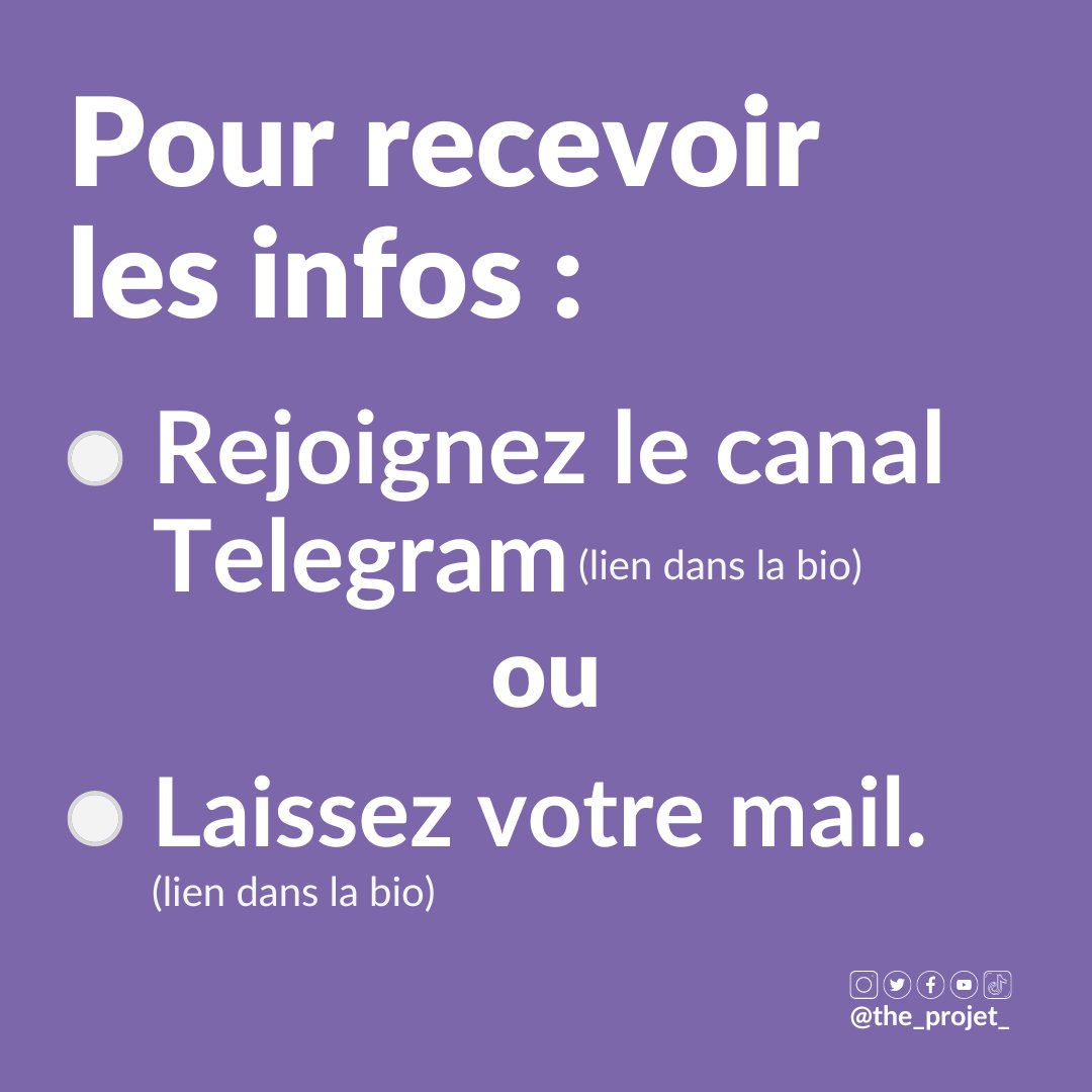the_projet_'s tweet photo. Rejoignez-nous !
👉 Le canal Telegram : https://t.co/GHIBkeqkkC
📨 Si vous préférez recevoir les infos par mail : https://t.co/S4jH25aEtk https://t.co/RK3mf9lMcL