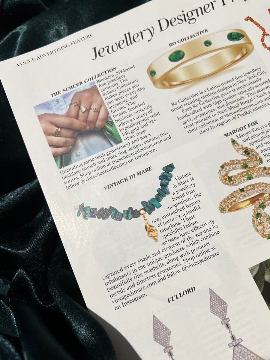c_darvill_'s tweet photo. Whilst flicking through the February 2023 issue of Vogues, the brand Vintage di Mare caught my attention. Their distinct products combine exquisitely small seashells with precious metals and timeless healing gemstones, capturing every hue and element of the sea. https://t.co/YG3whctJ18