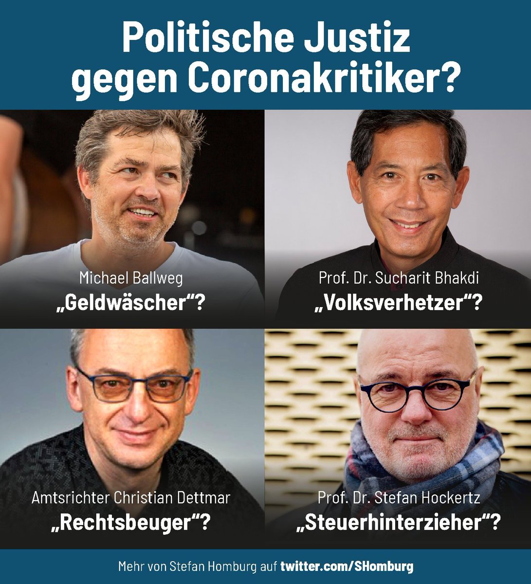 Schulschließungen, Impfpflicht, Tests und Demoverbote hatten keine wissenschaftliche Grundlage. Daher fordere ich:
👉Einstellung aller Bußgeldverfahren wegen Maßnahmenverstößen!
👉Beendigung der Schauprozesse gegen Kritiker, die von Anfang an Recht hatten!