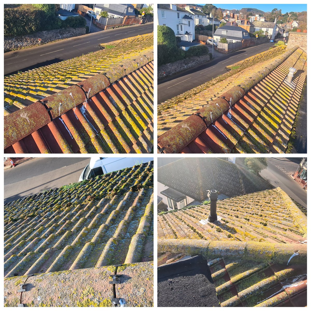 Pics from roof clean we did last month. 

In some places it was almost like a garden with thick layers of moss.

💧Scraped moss from roof.
💧Cleared Gutters
💧Treated Roof with Biocide 

clear-reach.co.uk 

#roofclean,  #guttercleaning, #Biocidetreatment, #exteriorcleaning