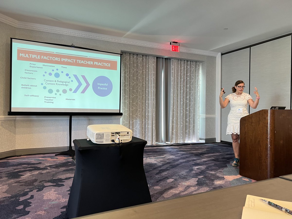 debucation's tweet image. ⁦@DrGerde⁩ sharing her expertise on early #writing and teacher PD in early writing. #PCRC2023