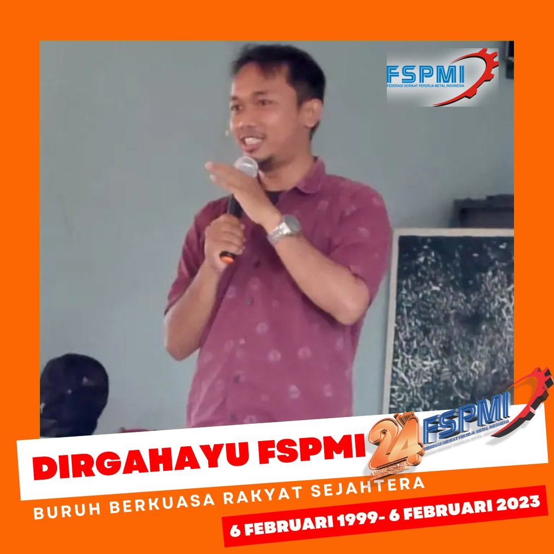 FSPMI_SANKEN's tweet photo. Selamat Ulang Tahun Federasi Serikat Pekerja Metal Indonesia yang ke 24.
Mudah mudahan terus menjadi Motor Pergerakan dan Perubahan di Republik Indonesia https://t.co/esO2AQryU4