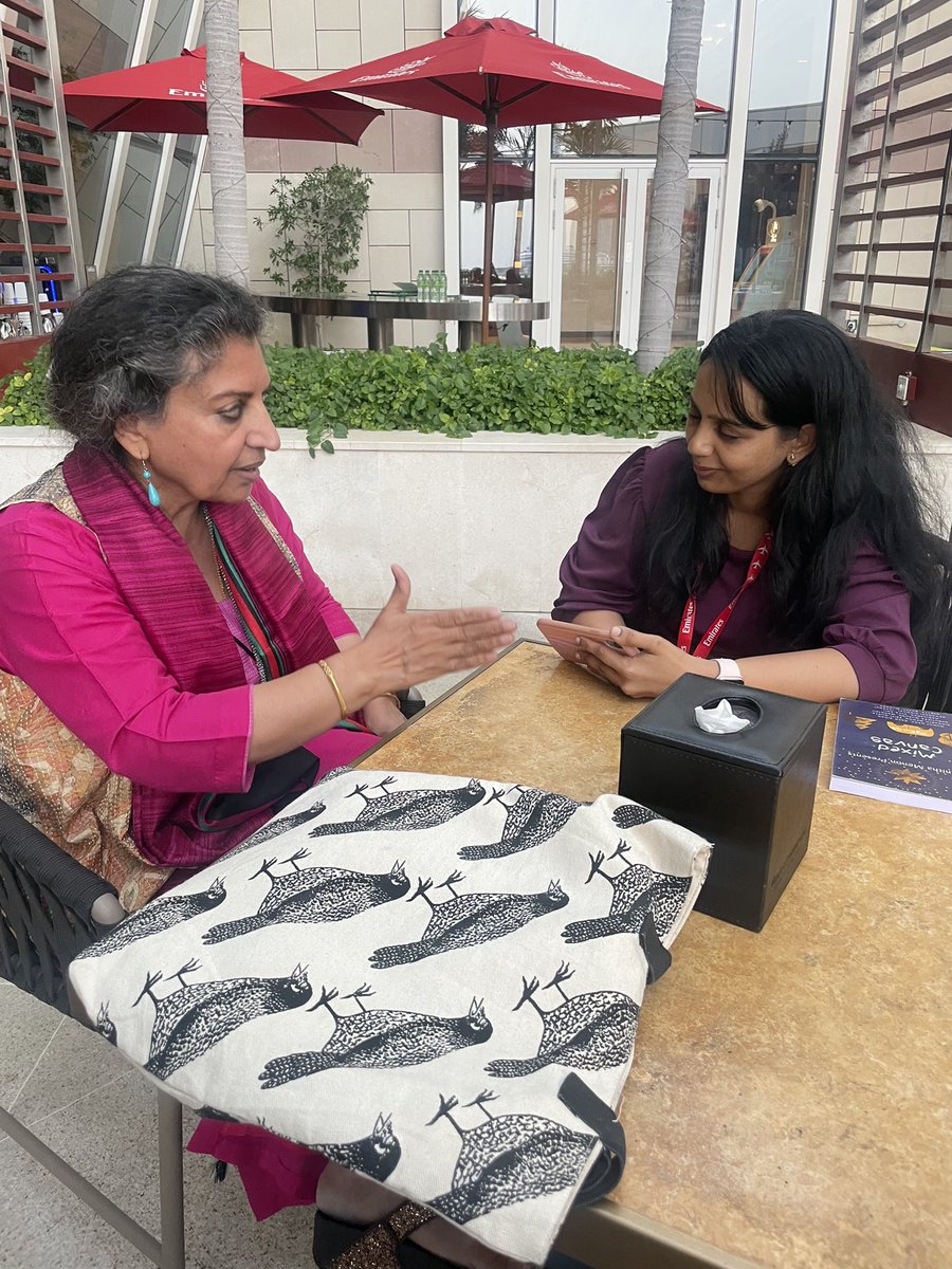 Pranitha Menon (@menonpranitha) on Twitter photo In conversation with Booker Prize winner and author of #retsamadhi ( Tomb of Sand) the amazing Geetanjali Shree. This meeting and interview for <a href="/Friday_Magazine/">Friday Magazine</a> on a beautiful evening in #dubai <a href="/EmiratesLitFest/">EmiratesLitFest</a> will stay with me forever. #author #WritingCommunity #sundayvibes In conversation with Booker Prize winner and author of #retsamadhi ( Tomb of Sand) the amazing Geetanjali Shree. This meeting and interview for <a href="/Friday_Magazine/">Friday Magazine</a> on a beautiful evening in #dubai <a href="/EmiratesLitFest/">EmiratesLitFest</a> will stay with me forever. #author #WritingCommunity #sundayvibes