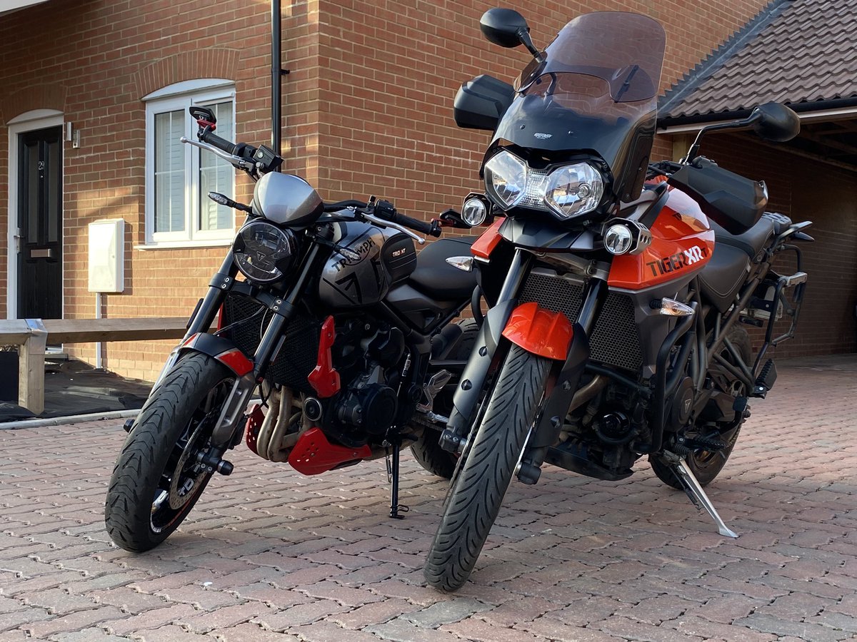 After a bimble for breakfast it was time for Triumph titivation. Before and after mods