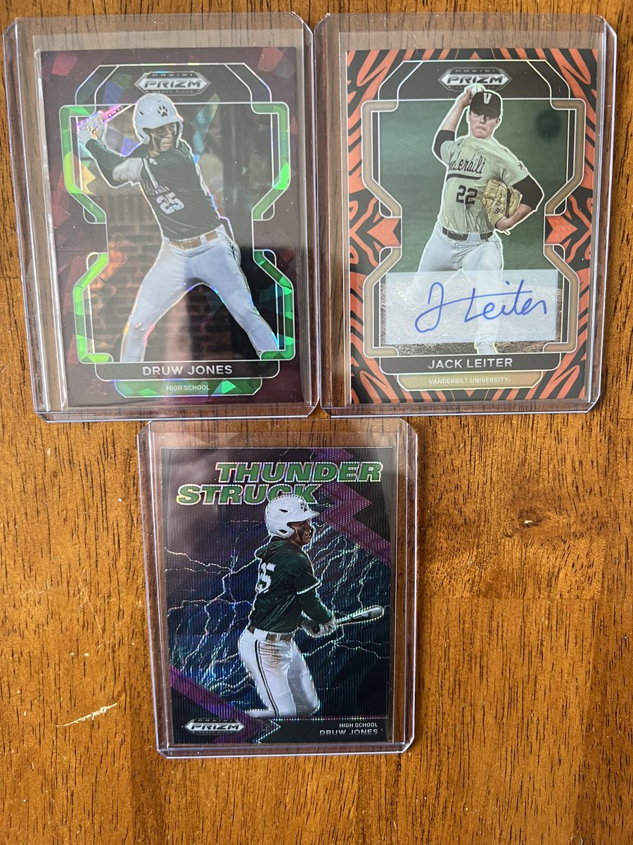 CoachJMB23's tweet photo. Thank you once again @figscards tried a @PaniniAmerica baseball draft picks and it didnβt disappoint. Nice @jackleiter22 π
and Druw Jones cracked ice burgundy! #hobby #baseball #bestLCS https://t.co/lQmkc7ENRY