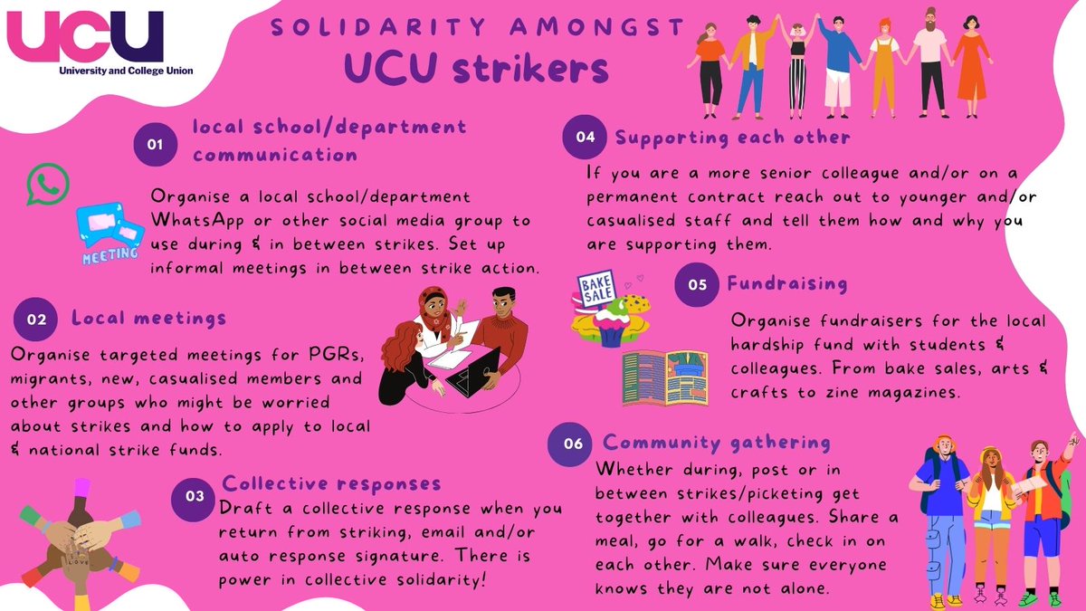 What can we do to support each other during, in between &amp; after <a href="/ucu/">UCU</a> strikes 🤔

It can feel very scary to take 18 days of industrial action over 6 weeks! 😓

You're not alone😃

Here are some suggestions. Do you do any other stuff? Let me know below &amp; lets share ideas! 🤗