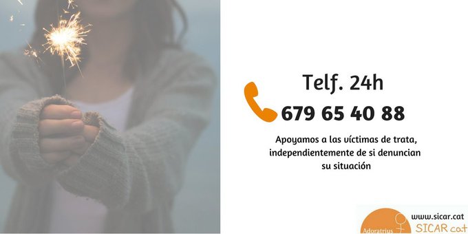 wwwsicarcat's tweet photo. Ante meros indicios, atendemos a las víctimas de #TrataDePersonas y les ofrecemos apoyo para su recuperación integral. Nuestro teléfono está siempre operativo las #24horas. Los #DDHH no descansan. #Contralatrata #infoactua #añonuevo https://t.co/dAJHkNmJAS