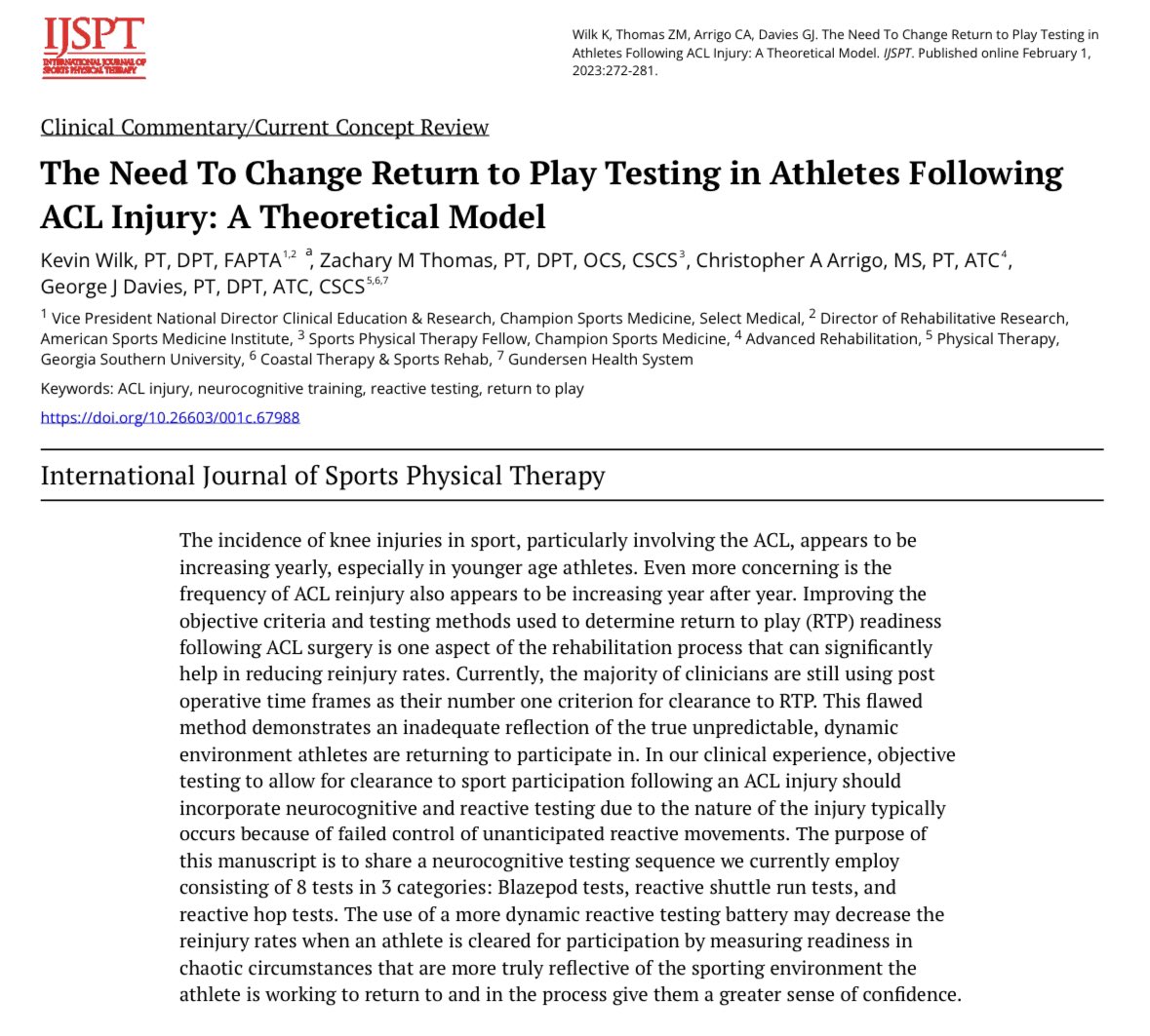 Kevin Wilk (@kevinwilkdpt) on Twitter photo We just published a new approach to return to play testing after ACL injury/surgery… Check it out in International J Sports Physical - free publication !@mikereinold <a href="/LenMacPT/">Lenny Macrina, Sports Physical Therapist</a> <a href="/Hewett1Tim/">Tim Hewett</a> #acl #acltesting We just published a new approach to return to play testing after ACL injury/surgery… Check it out in International J Sports Physical - free publication !@mikereinold <a href="/LenMacPT/">Lenny Macrina, Sports Physical Therapist</a> <a href="/Hewett1Tim/">Tim Hewett</a> #acl #acltesting