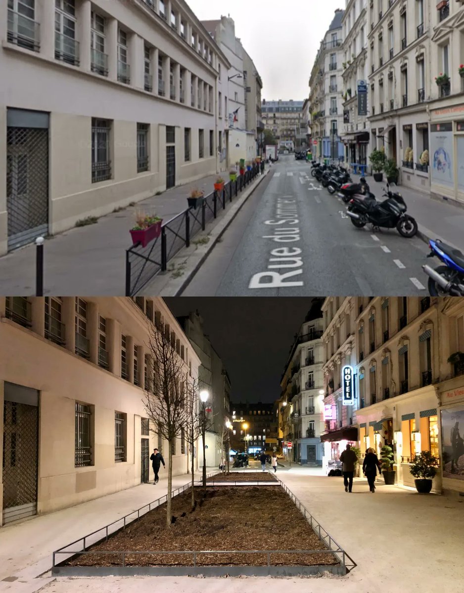 Avant / Après Rue du Sommerard dans le 5ème arrondissement de Paris, au milieu de la rue.