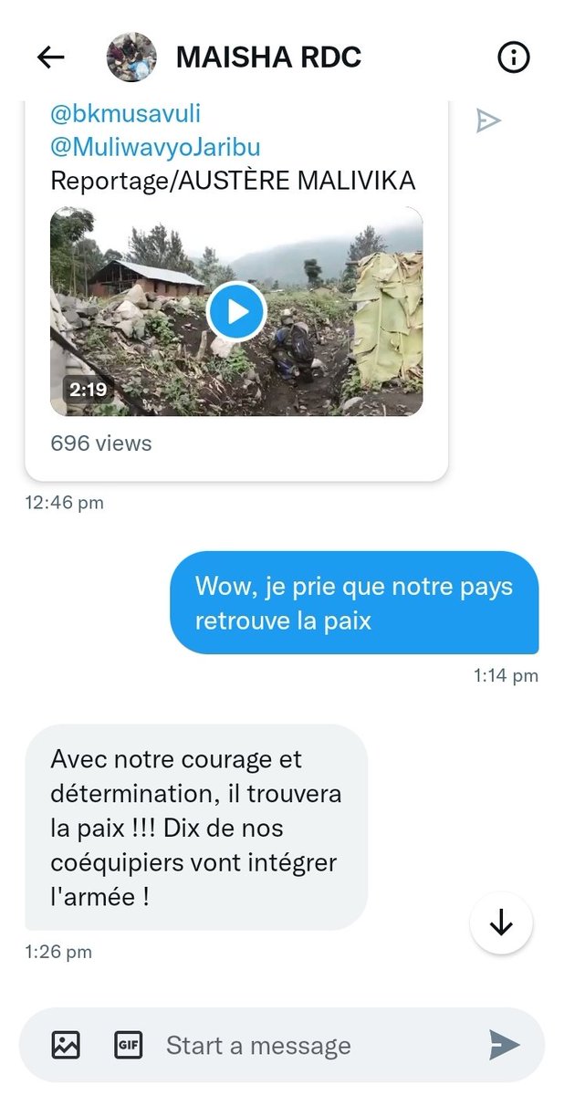 Erickabeya10's tweet image. La vidéo me choque et je lui dis comment je pris pour que notre pays retrouve la paix. Là, il m'informe que 10 des mis vont intégrer notre armée.
#thread14