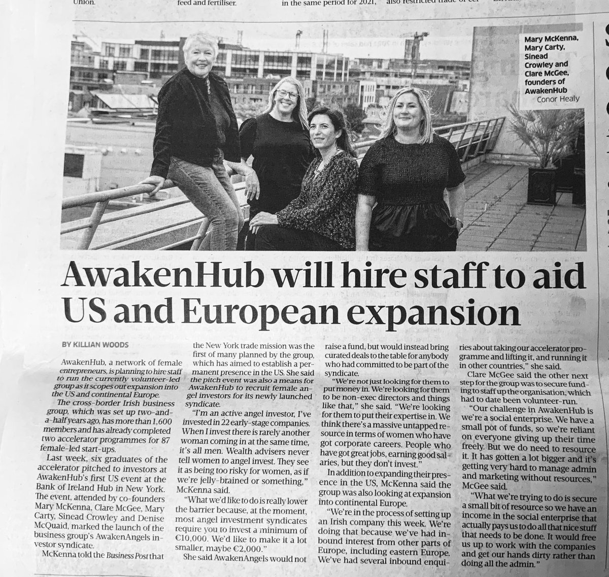Great to see coverage of the @AwakenHub recent trip to NY in todays @businessposthq @MMaryMcKenna @marycarty @ClareMcGee80 @maryannpierce Bravo ladies! Sorry to have missed you.