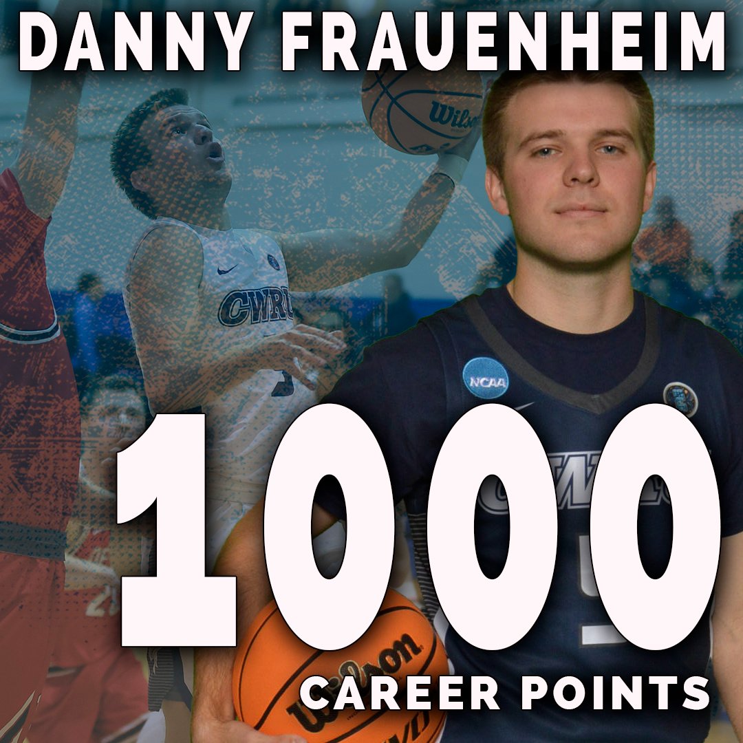 caseathletics's tweet photo. CWRU graduate student Danny Frauenheim, who began his career at Susquehanna, surpassed the 1,000-career point mark with a second-half layup in today's game!

#CWRU #BlueCWRU #d3hoops https://t.co/V1FanugQUp